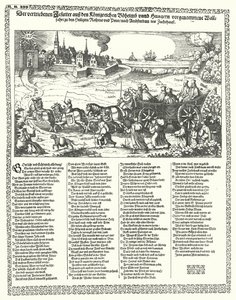 Caricatura que muestra a los jesuitas expulsados de Bohemia y Hungría en 1620 al inicio de la Guerra de los Treinta Años de German School