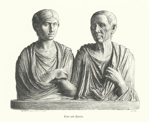 Cato y Porcia, escultura romana antigua de German School