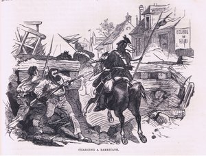 Cargando una barricada, Cassells History of the War between France and Germany publicado por Cassell and Company Limited, c.1890 de German School