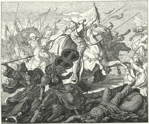 Carlos Martel en la Batalla de Poitiers, 732 de German School