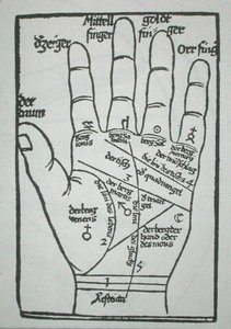 Mano quiromántica, ilustración de 