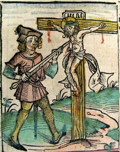 Cristo recrucificado, publicado en la Crónica de Núremberg, 1493 de German School