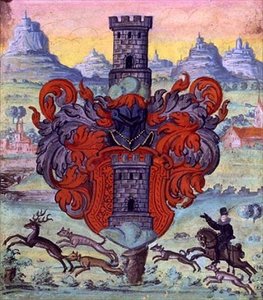 Escudo de armas dentro de una escena de caza, c.1640