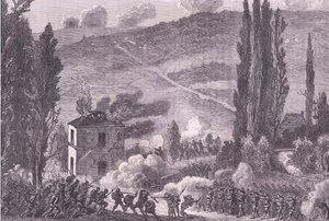 Combate en Chatillon, Historia de la Guerra entre Francia y Alemania de Cassell, publicada por Cassell and Company Limited, c.1890 (litografía) de German School