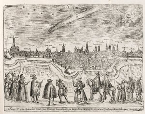 Cometa visto sobre Augsburgo a finales de noviembre de 1618, pub. 1618 de German School