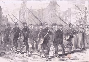 Convoy de prisioneros, Cassells History of the War between France and Germany publicado por Cassell and Company Limited, c.1890 de German School