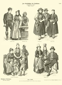 Trajes de Baden, Alemania, siglo XIX de German School