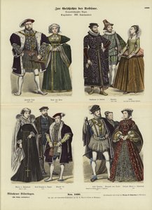 Trajes de la realeza y nobleza inglesa y escocesa, siglo XVI de German School