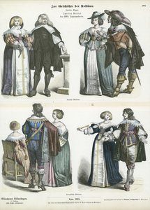 Trajes de la nobleza alemana y francesa, mediados del siglo XVII de German School