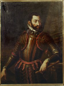 Conde Adolf Schwarzenberg que reconquistó la fortaleza de Gyoer (Hungría) a los turcos en 1594 ...
