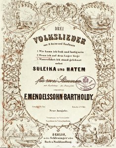 Portada de la partitura de Drei Volkslieder por Felix Mendelssohn de German School
