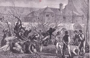 Cortando árboles alrededor de París para leña, Historia de la guerra entre Francia y Alemania de Cassell, publicada por Cassell and Company Limited, c.1890 de German School