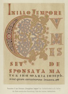 Letra decorada C del Evangelium longum de Sintram, finales del siglo IX de German School