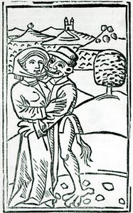 Demonio haciendo el amor a una bruja (xilografía) de German School