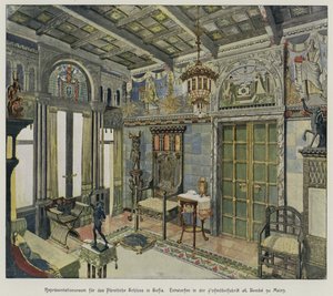 Diseño para una habitación en el Palacio Real de Sofía, Bulgaria, producido por la fábrica de muebles A Bembe en Mainz, Alemania de German School