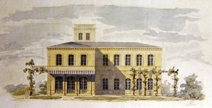 Diseño para una villa clásica italianizante, c.1850 de German School