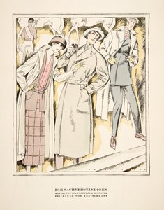 "Die Sachverständigen", anuncio de abrigos de Stawropulos  Moldauer, de Styl, pub.1922 (impresión en pochoir)