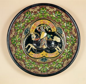 Plato con decoración en relieve, por Bichweiler de Hamburgo, 1880 de German School