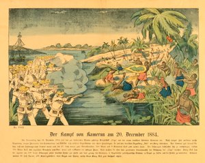 Levantamiento de Duala en Camerún alemán, con el SMS Olga en el fondo, 20 de diciembre de 1884 de German School