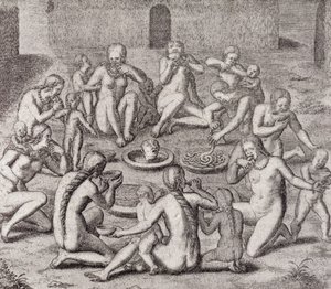 Comiendo la carne de un prisionero según el viejo historiador, de 