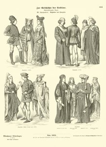 Trajes ingleses y franceses, siglo XV de German School