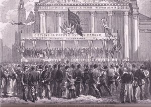 Inscripción de voluntarios para la defensa de París, Historia de la guerra entre Francia y Alemania de Cassell, publicada por Cassell and Company Limited, c.1890 de German School