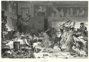 Entretenimiento después de la comida en un banquete romano de German School