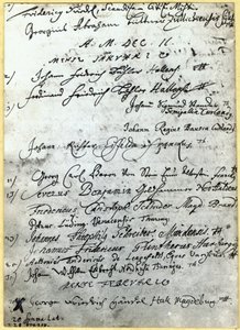 Entrada en los registros de la Universidad de Halle, mostrando el nombre de Handel, 1702 de German School