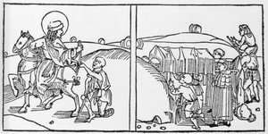 Episodios de la vida de San Martín. Grabado de 