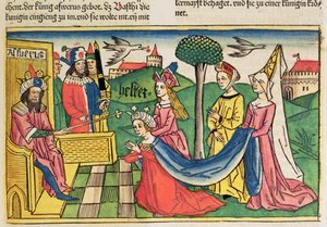 Ester 2:15-18 Ester es elegida como Reina por el Rey persa Asuero, de la Biblia de Núremberg (Biblia Sacra Germanaica) de German School