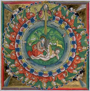 Copia facsímil de Génesis 2:22 Dios creó a Eva, de la Biblia de Núremberg (Biblia Sacra Germanaica) de German School