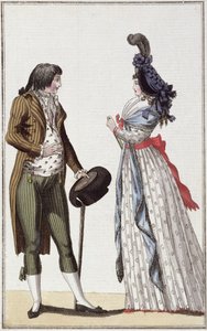 Pareja de moda del período del Directorio (1795-99) de German School