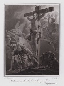 ¡Padre! En tus manos encomiendo mi espíritu. Jesús en la Cruz (grabado) de German School
