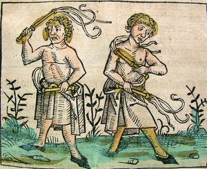 Flagelantes, publicado en la Crónica de Núremberg, 1493