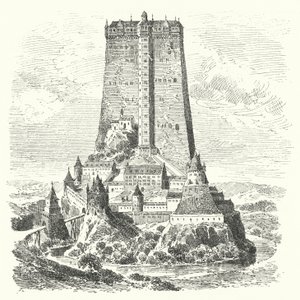 Castillo de Fleckenstein, Alsacia (grabado) de German School