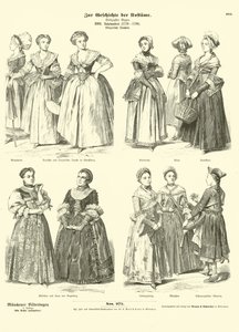 Trajes burgueses franceses y alemanes, finales del siglo XVIII de German School