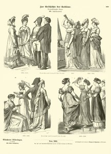 Trajes franceses y alemanes, principios del siglo XIX de German School