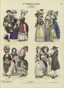 Trajes franceses, siglo XVIII de German School