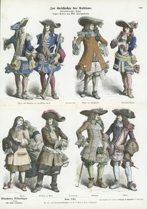 Trajes franceses, finales del siglo XVII de German School