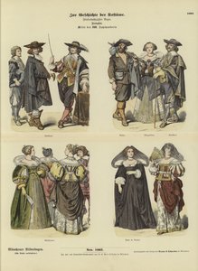 Trajes franceses, mediados del siglo XVII de German School