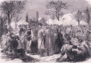 Soldados fugitivos franceses en Suiza, Historia de la guerra entre Francia y Alemania de Cassell, publicada por Cassell and Company Limited, c.1890 de German School