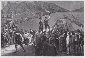 Soldados franceses heridos en el último intento fallido de romper el Sitio de París llegando al Quai de la Megisserie, Guerra Franco-Prusiana, enero de 1871 de German School