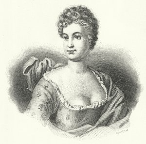 Friederike Caroline Neuber, actriz y directora de teatro alemana (grabado) de German School