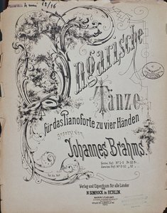 Portada de Danzas Húngaras (Ungarische Tanze) de Johannes Brahms (1833-1897) de German School