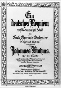 Portada del Réquiem Alemán de Johannes Brahms (1833 - 1897)
