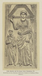 Galla Placidia, hija del emperador romano Teodosio I, y su hijo, Valentiniano III de German School