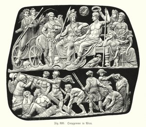 Gemma Augustea, antiguo camafeo de ónix romano (grabado)