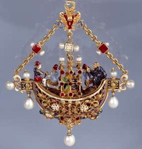 Arte alemán: colgante de cuello de barco (reverso) de German School