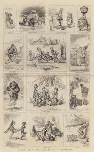 Bocetos de personajes alemanes (grabado) de German School