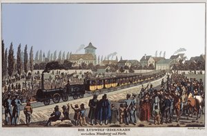 Ferrocarriles Alemanes. c.1830-1840 (grabado) de German School